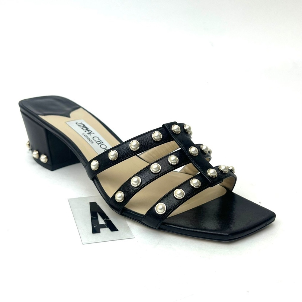Jimmy Choo Hazal Imitation Pearl Cage Slide Sandal sz 8